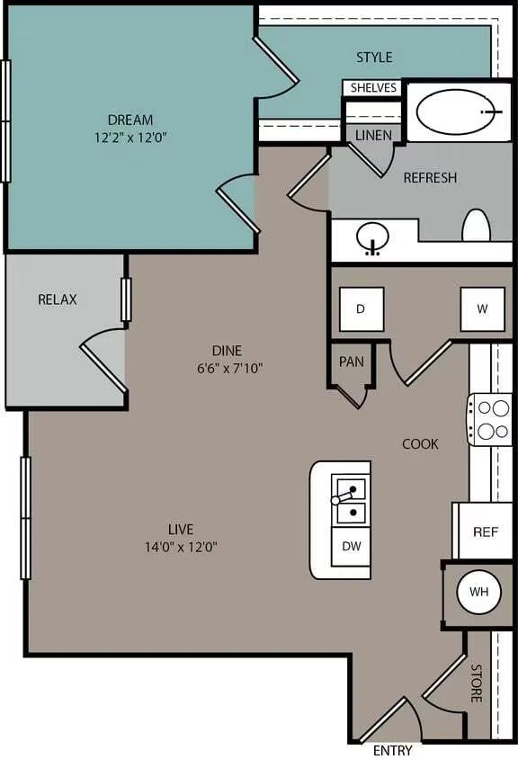 A3EU 1B Elevator Apartment 01121 floor plan
